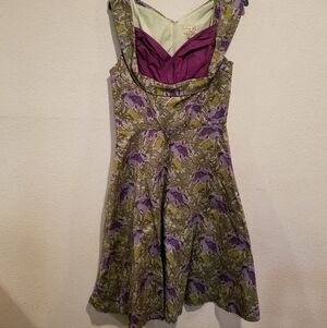 Lindy Bop Floral Purple and Green Dress